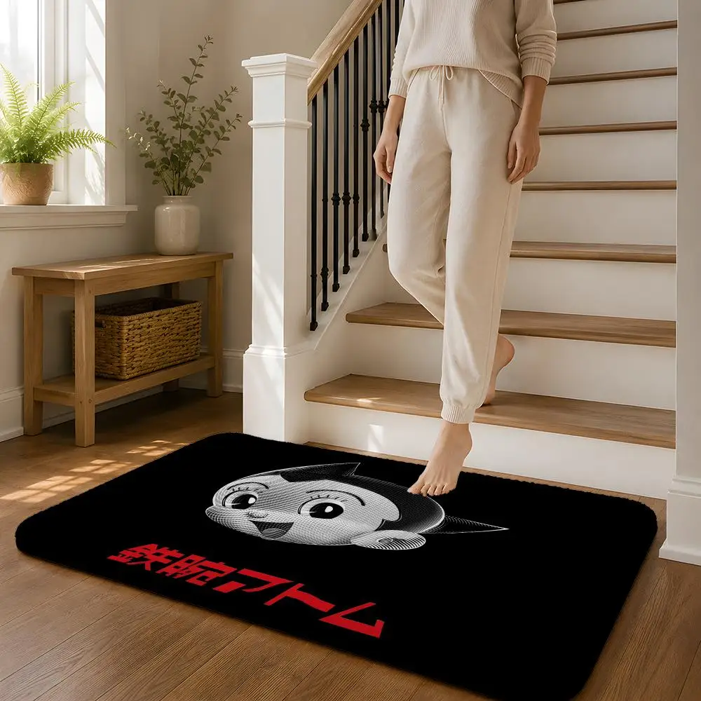Anime A-Astro B-Boy Floor Mat Flannel Rug Non Slip Absorbent Soft Washable For Entryway Hallway Bathroom Kitchen Decor