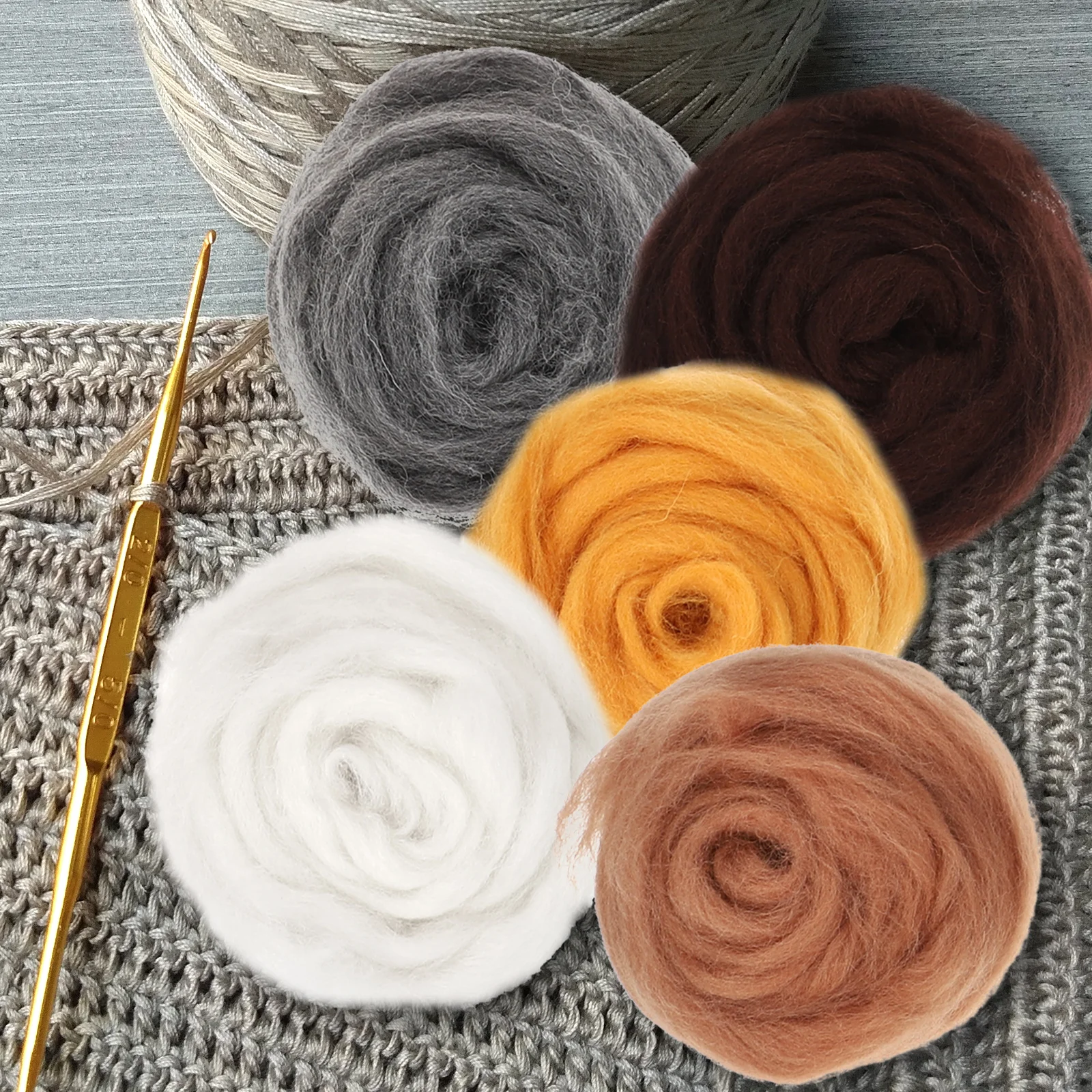 

24pcs Wool Felting Kit Prime Material Bright Color DIY Needle Felting Set Handmade Crafts Accessories Starter Kit for Kids