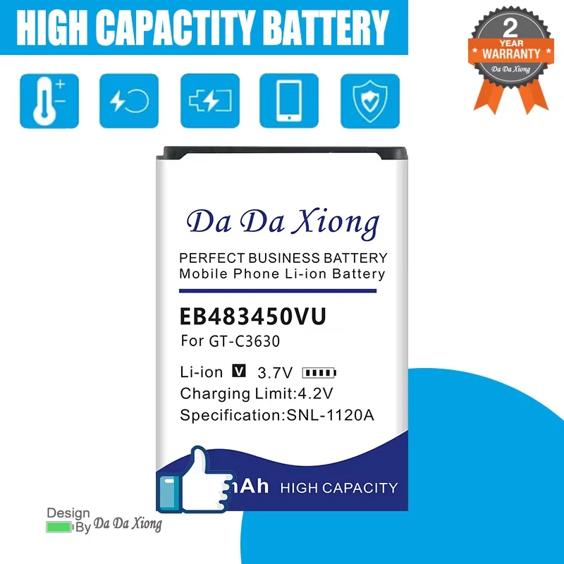 

High Quality EB483450VU Battery For Samsung GT-C3630 GT-S5350 C3752 GT-C3592 GT-C3230 GT-C3752 GT-C3528 C3630 C3230 C5350