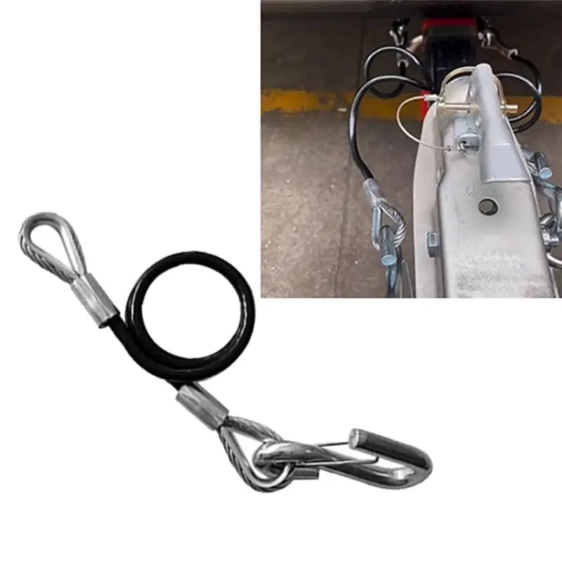WF-Trailer Safety Towing Cable With S Hook 3500Lbs Load Bearing 70CM Maximum Extension Length Spring Towing Rope For RV