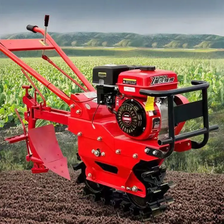 

Tracked Diesel Mini Tiller Rotary Tiller Little Red Bull Ditching Ridging Soil Turning Fertilizing Seeding Machine