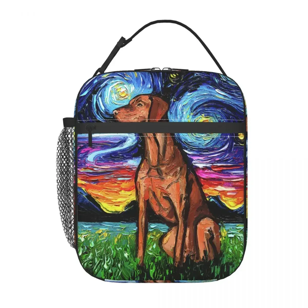 Vizsla Starry Night Insulated Lunch Bags for Women Pet Dog Lover Portable Cooler Thermal Food Lunch Box Outdoor Camping Travel