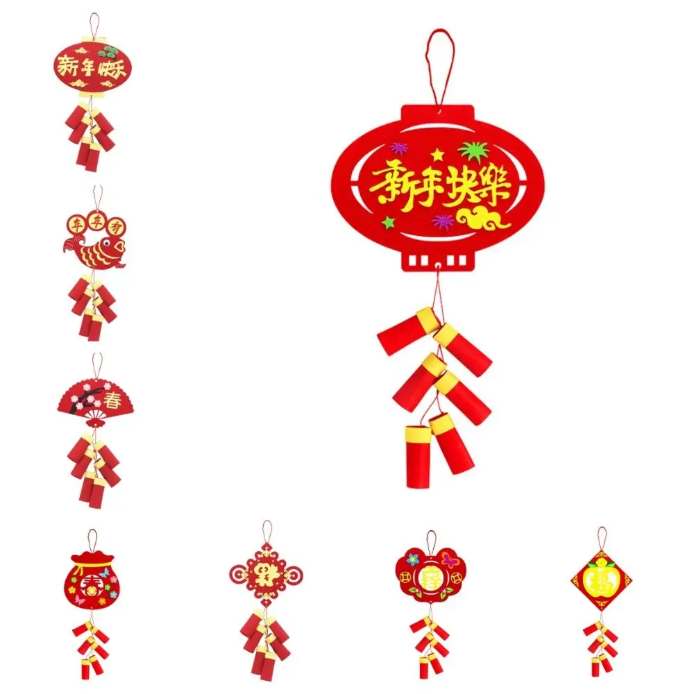 Crafts Chinese Style Decoration Pendant DIY Toy Maroon New Year Educational Toys Layout Props with Hanging Rope