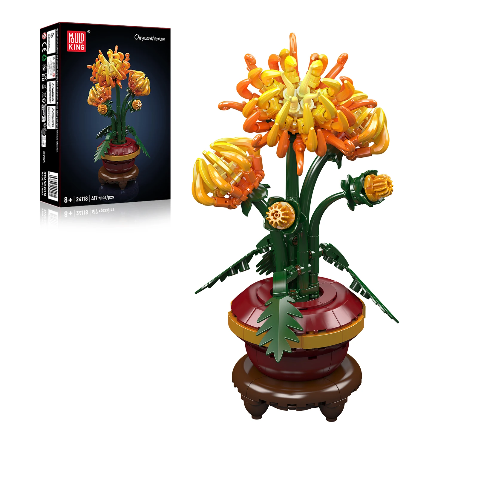 Mould King 417pcs Chrysanthemum Flower Building Blocks Set, Creative DIY Bricks Toy