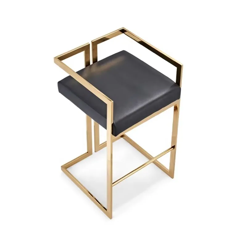 Factory Direct Modern PU Leather Stainless Steel Bar Stool High Chair Gold Metal Bar Stools for Bistro Club Cafe