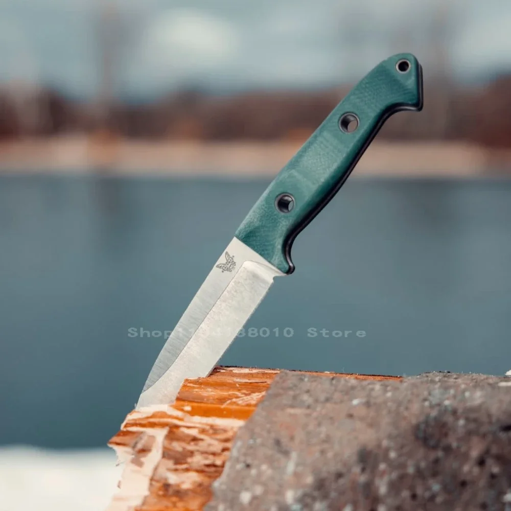 

BM 162 High Hardness Tactical Straight Knife S30v Steel Blade G10 Handle with Cowhide Sheath, Outdoor Camping Survival EDC Tool