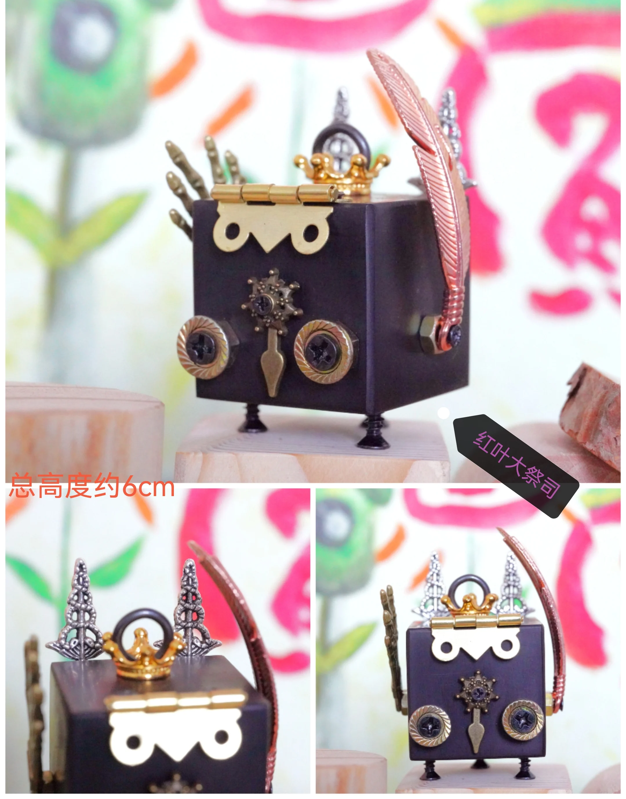 

High Priest, Punk Style Personality Figure, Parent-child Education DIY Handmade Solid Wood Robot, Tabletop Small Ornament