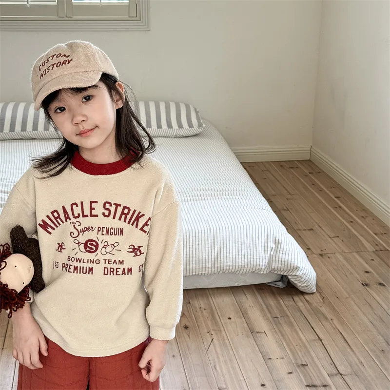 

Winter Children Sweatshirts Baby Girl Boy Warm Long Sleeve T Shirts Kids Plus Thick Pullover Tops Toddler Cotton Casual Clothes