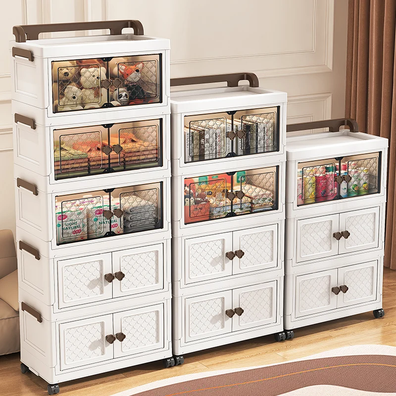 

Multi-functional Cabinet with Wheels and Foldable Design for Storing and Organizing Clothes in the Bedroom
