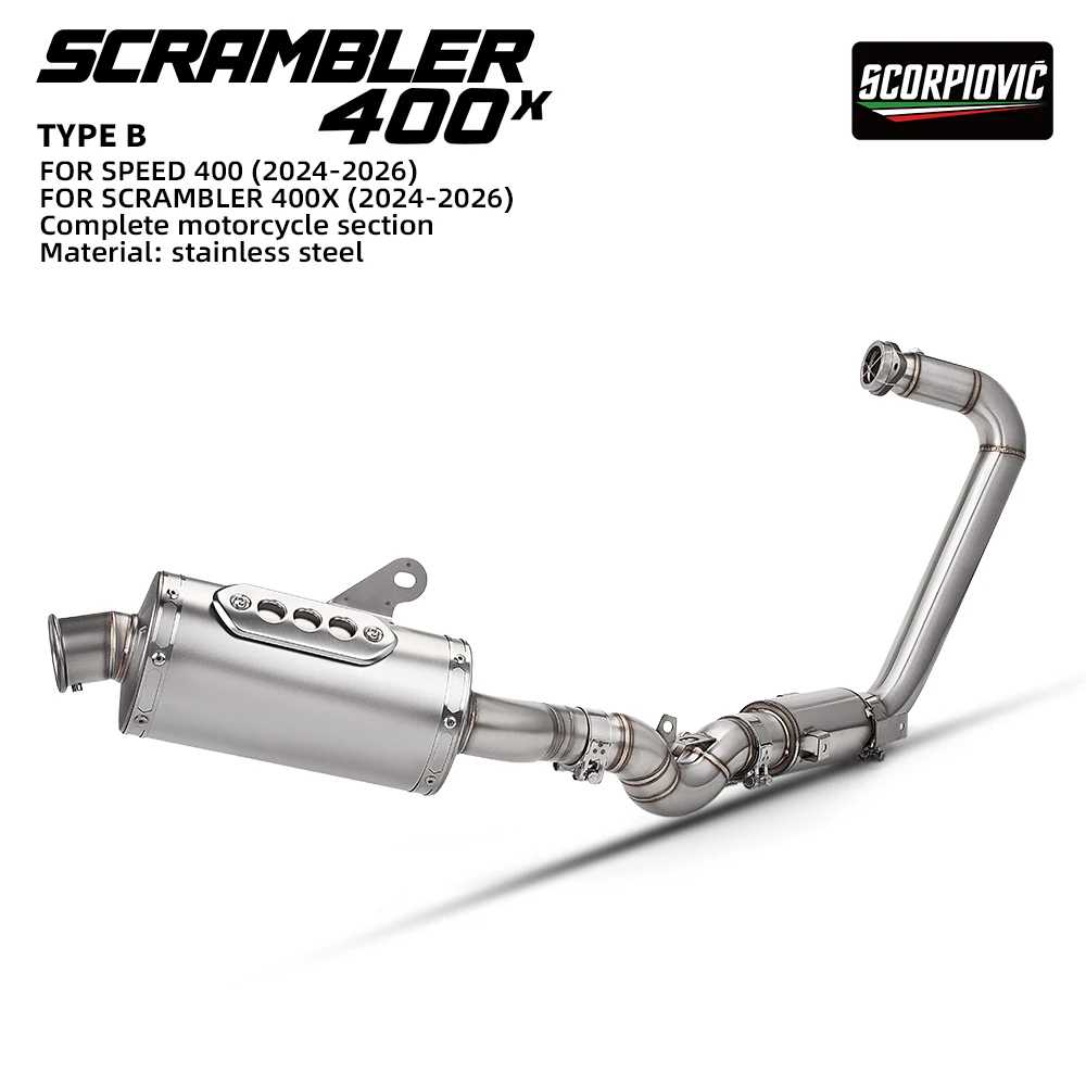 

For Speed Scrambler 400X 2024-2025 Motorcycle Exhaust Systems Front mid Link Pipe Muffler Scrambler 400x