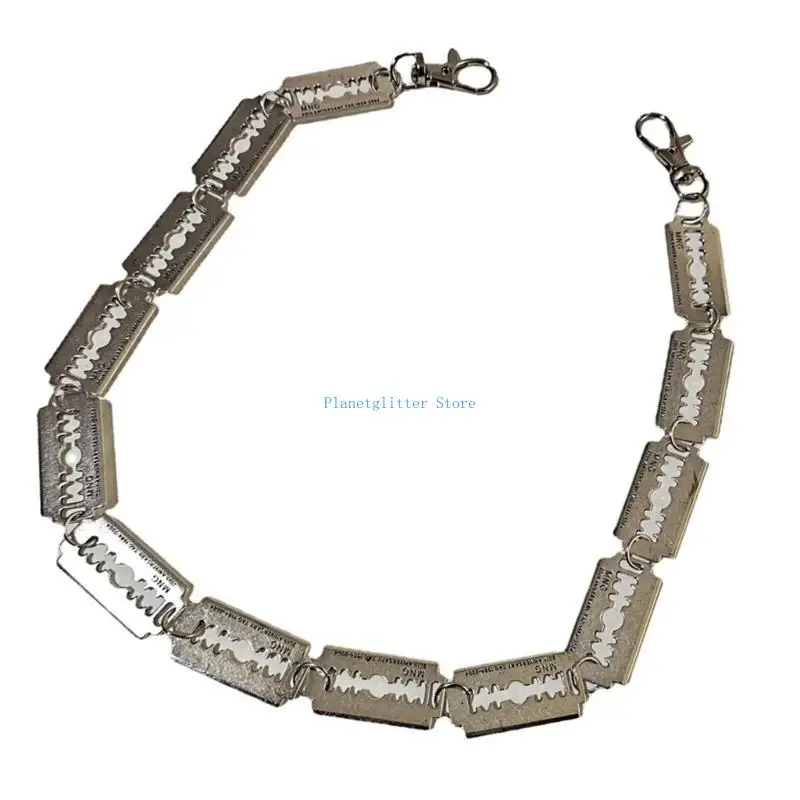 

652B Fashionable Metal Blade Chain Men Women Waist Chain Adjustable Length Chain Belt