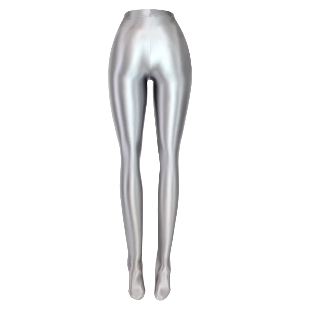 Vrouwen Sexy Panty Naadloze Panty Jeggings Wetlook Opaque Hoge Taille Nylon Spandex Glad Elastische Vette Glanzende Glossy Leggings