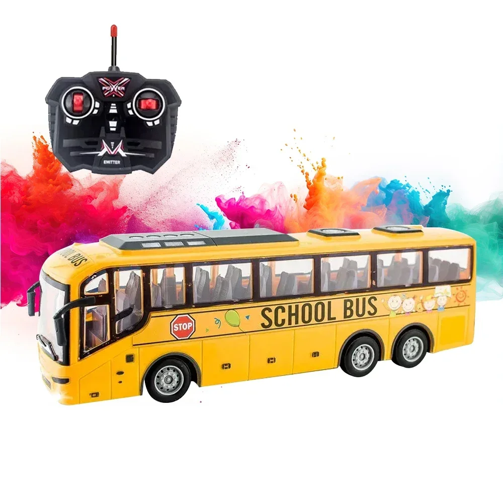 Electric Wireless Remote Control Bus Lighting Simulation Remote Control Car Model School Bus Tourism Bus Toy Model Children gift