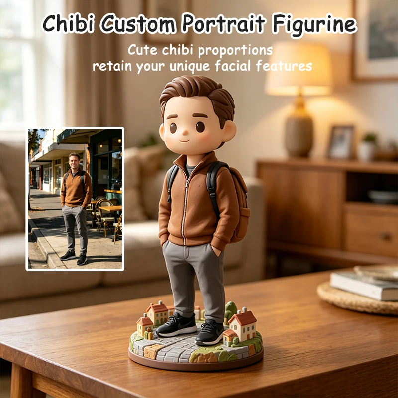Custom Photo 3D Printed Family Portrait Statue Personalized Father Child Bust Figurine Memorial Gift