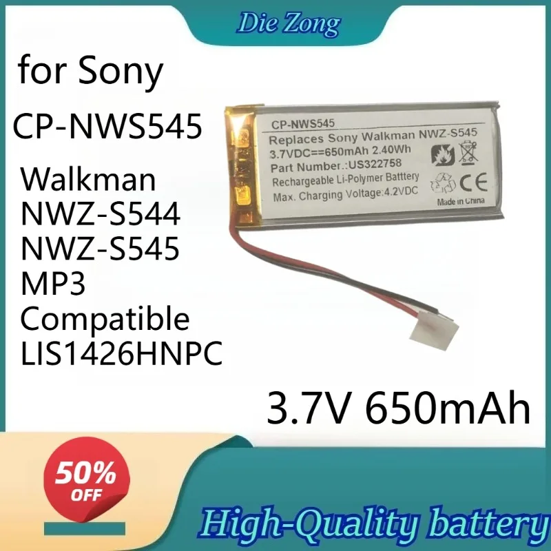 

CP-NWS545 3.7V 650mAh Li-Polymer Battery for Sony Walkman NWZ-S544 NWZ-S545 MP3 Compatible LIS1426HNPCBattery