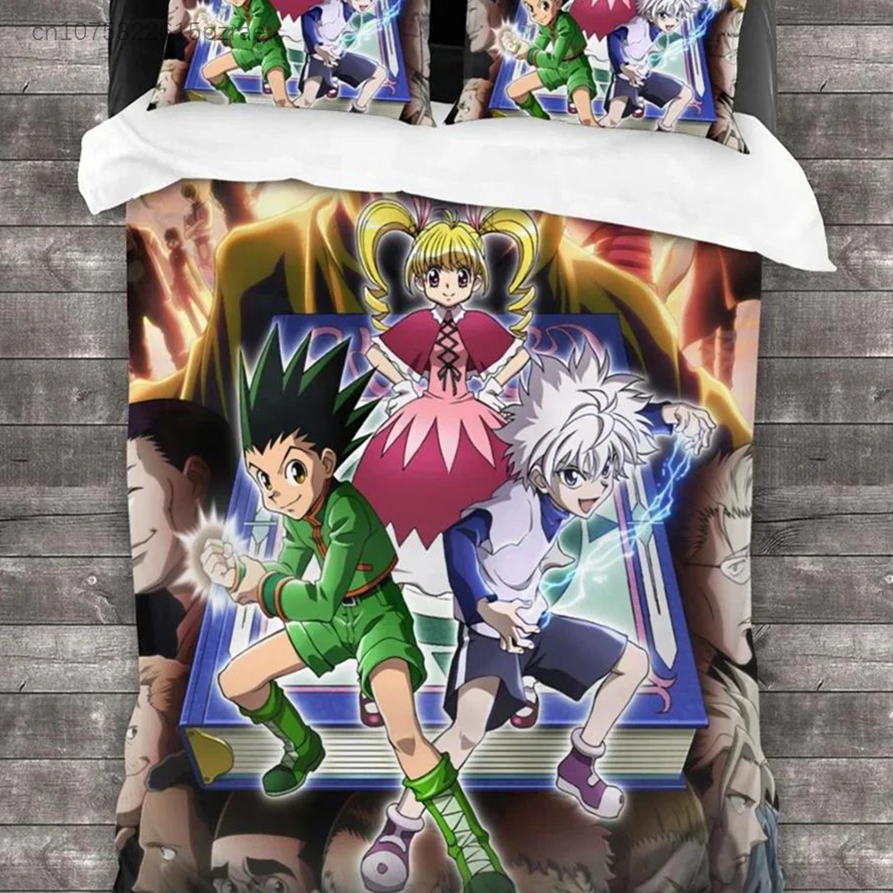 Anime Hunter X Hunter Bedding Set 3 Pieces Cartoon Duvet Cover Quilt Cover Japanese Manga Home Textiles Bedroom Decor