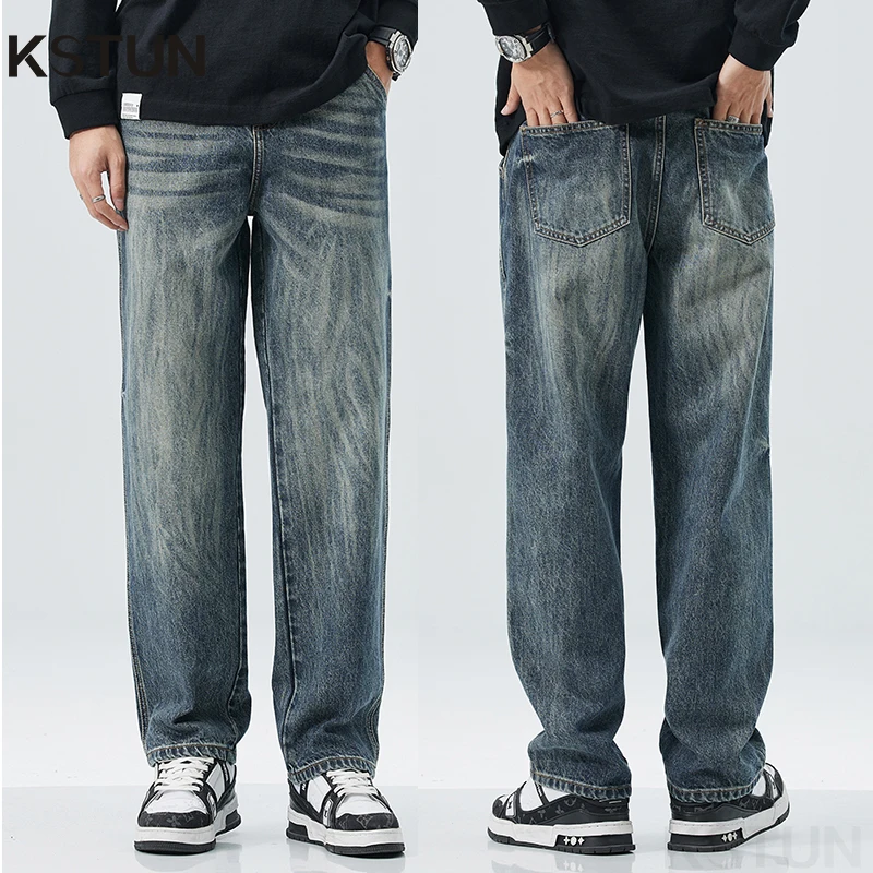 

2024 Autumn and Winter Baggy Jeans For Men Wide Leg Pants Loose Straight Streetwear Mens Desinger Clothing Full Length Trousers