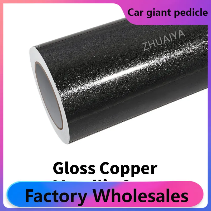 Copper Metallic Metallic gray Vinyl Wrap film wrapping film bright 152X18m quality Warranty covering film voiture