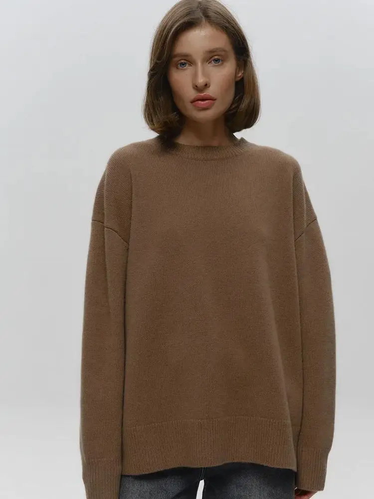 

Women's O Neck Knit Sweater Loose Knitwears Top Long Sleeve Pullovers Casual Knitted Sweaters Green Red Black White Brown Autumn