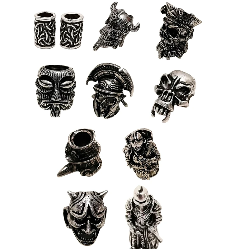 Retro Color Beard Beads Retro Beads Antique Norse Hair Tube Beads Pirate Skull Dreadlocks Beads for Hair Dropsale