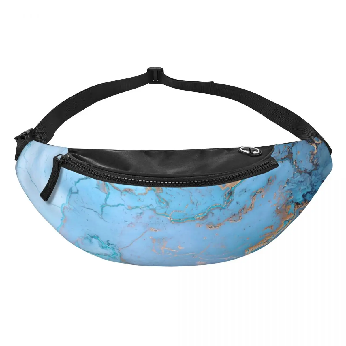 Blue Marble Fanny Pack Men Women Cool Crossbody Waist Bag for Running Phone Money Pouch