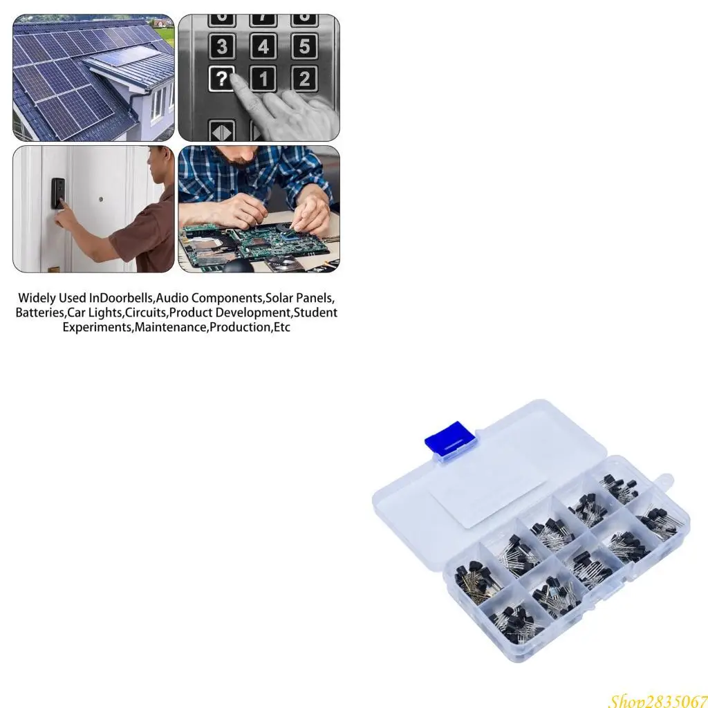 200Pcs 3Pin 10 Types Transistor Assortment Kits for Electronic Circuit 831F