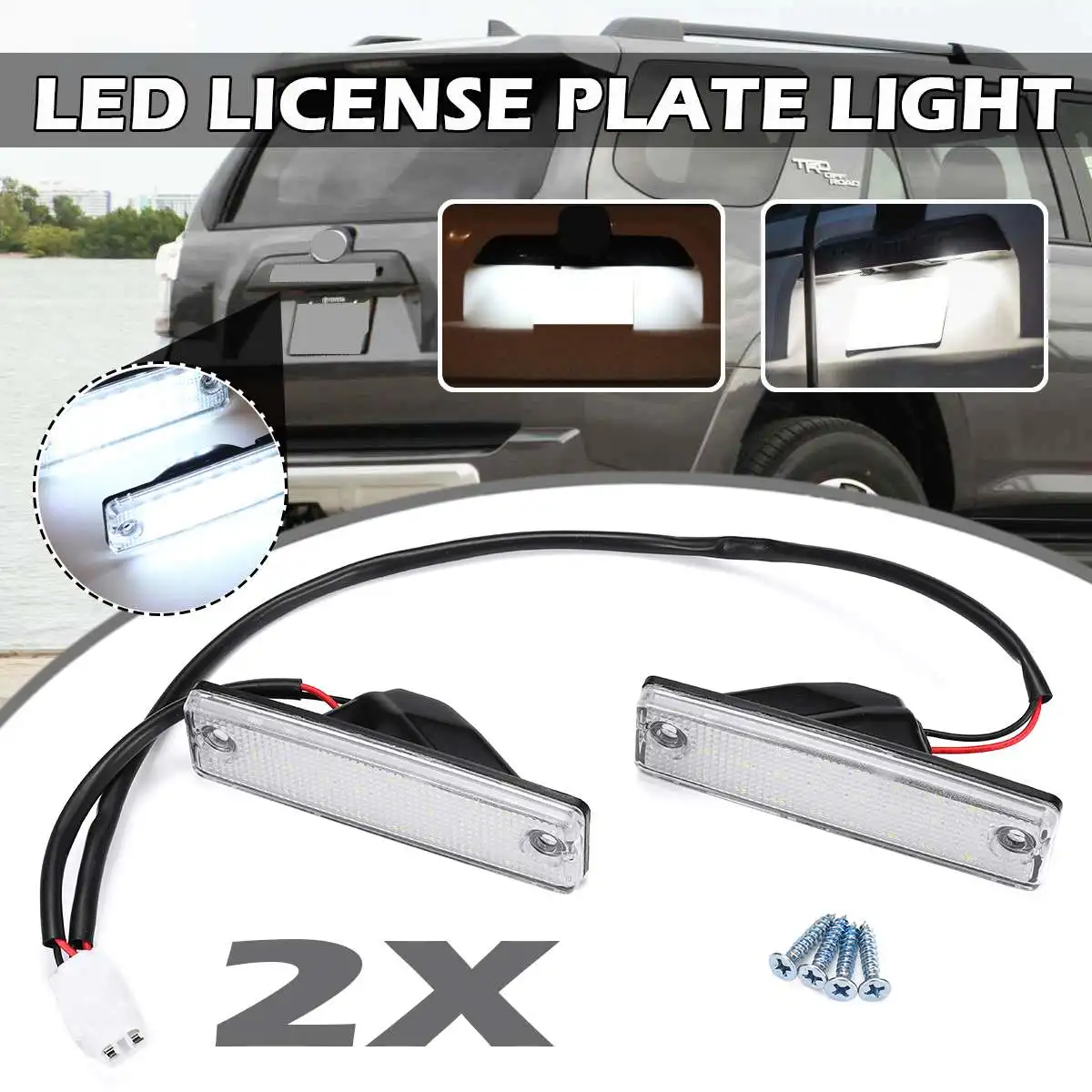 2pcs Car LED License Plate Number Plate Light Lamp White Error Free Led Light For Toyota 4Runner 1996-2020 For Sequoia 2008-2019