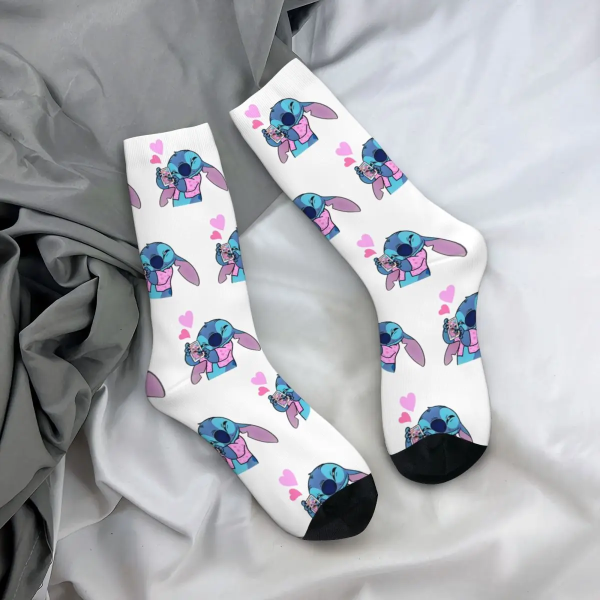 Stitch In Love Angel Design Socks Stuff for Girls Boys Breathable Printed Socks