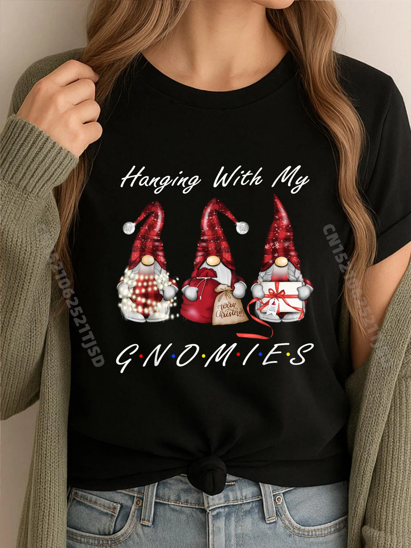 

Семейные рождественские рубашки Gnome для женщин, футболки в клетку с рисунком буйвола, женская роскошная одежда, женская одежда большого размера в винтажном стиле