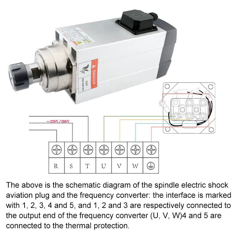 4.5kw ER32 محرك المغزل المبرد بالهواء 220 فولت/380 فولت مغزل مربع 4 محامل 18000 دورة في الدقيقة ، يستخدم لنقش آلة الطحن باستخدام الحاسب الآلي
