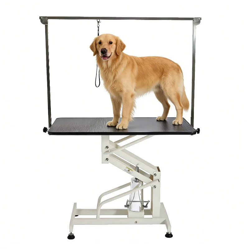 

！@USMILEPET Z-Type Hydraulic Pet Grooming Table with Rubber-Topped, Large Dog Grooming Table for Pet Salon