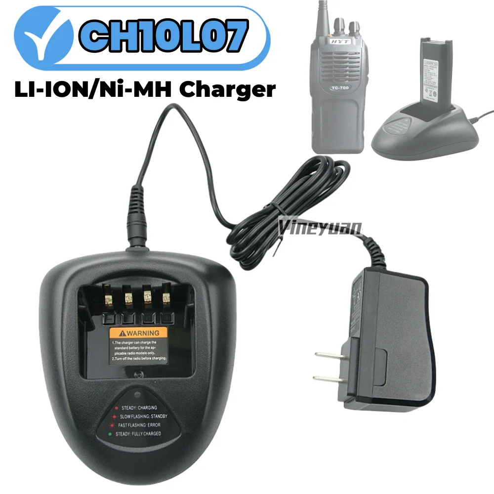 CH10L07 Charger with Adapter For Hytera HYT TC-700 TC-700EX TC-780M TC780 TC710 TC700 Etc Radio Battery BL1703 BL-1801 BL2102