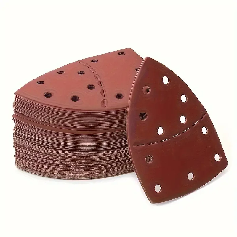 

65Pcs 11 Hole Mouse 40-240 Grit Triangle Sandpaper - Alumina for Detail Sander Hook and Ring Triangle Sandpaper