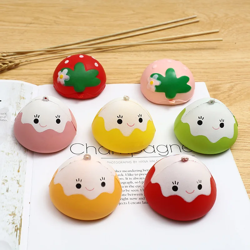 New 7cm Cartoon Cute Rice Ball Slow Rebound Toys Creative Simulation PU Soft Rice Ball  Pinch Music Fidget Toy Decompression Toy