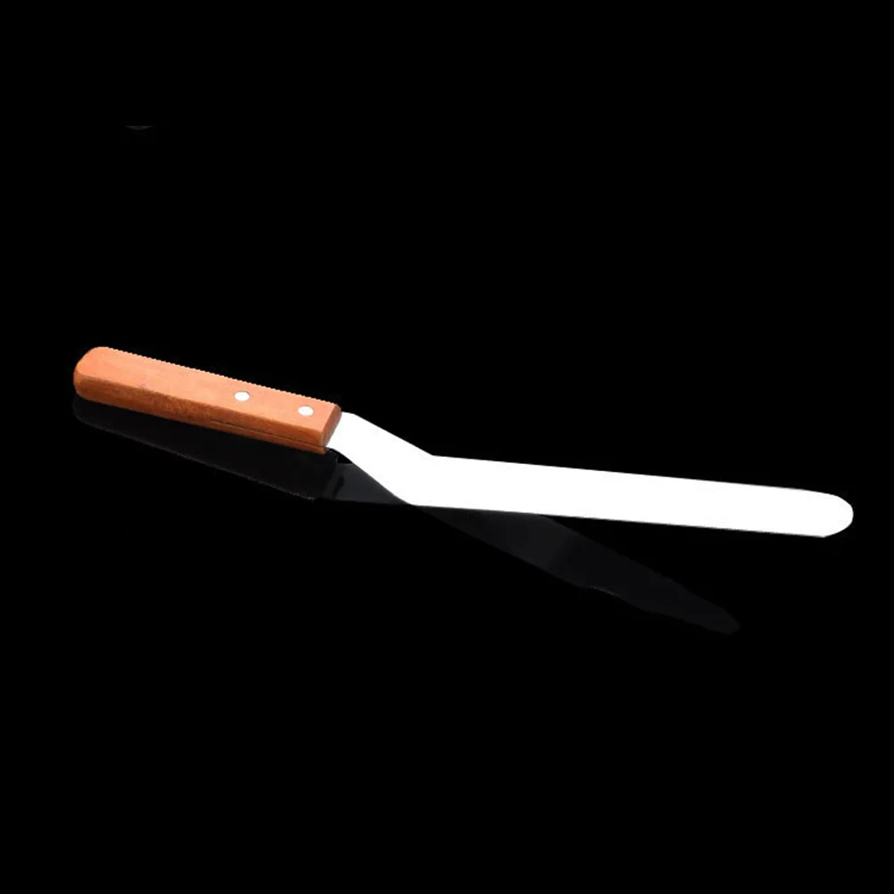 

4 Inch Stainless Steel Cream Spreader Spatula For Cake Icing Fondant Pastry Tool Redwood Handle Strong Edge Curvature