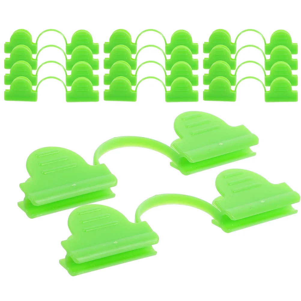 

50pcs Greenhouse Fix Clamps Plastic Windproof Clips Double Head Row Light Fixing Garden Accessories Plant Cage Sturdy Durable