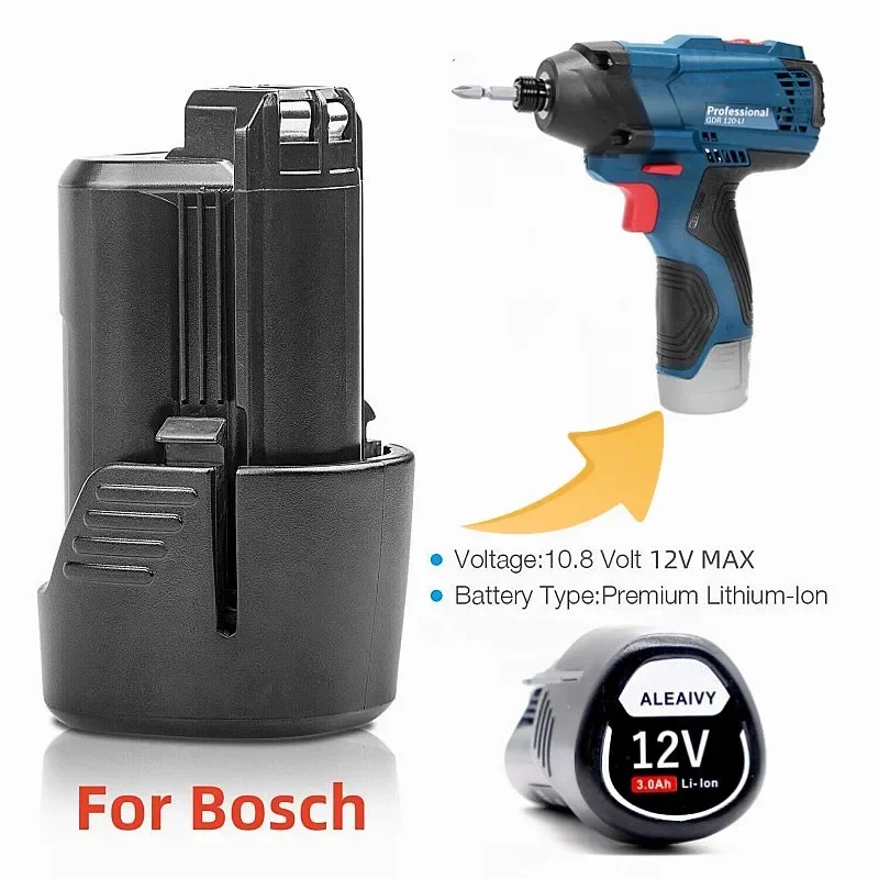 Batería de repuesto BAT411 de 3000mAh, Compatible con batería Bosch de 12V, batería de iones de litio de 12V/10,8 V BAT420 BAT411A BAT412 18650