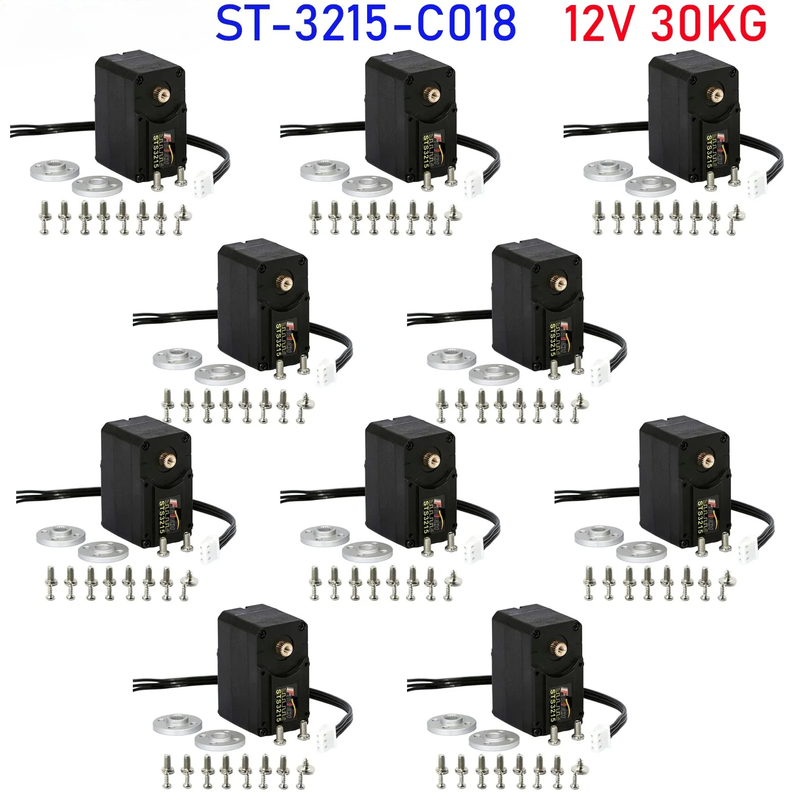 10 peças feetech sts3215 12v 30kg alto torque inteligente rc servo ttl serial bus robô servo para SO-ARM100 projeto de braço robótico de ensino
