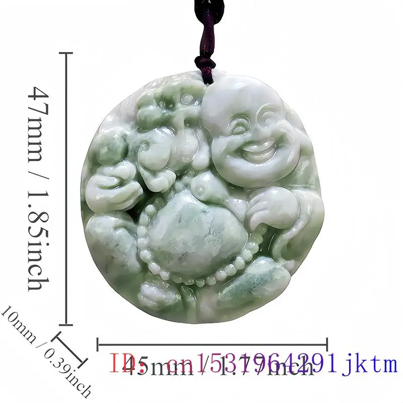 Green Natural Real Jade Maitreya Buddha Pendant Necklace Chinese Talismans Charm Luxury Amulet Stone Fashion Carved Jewelry