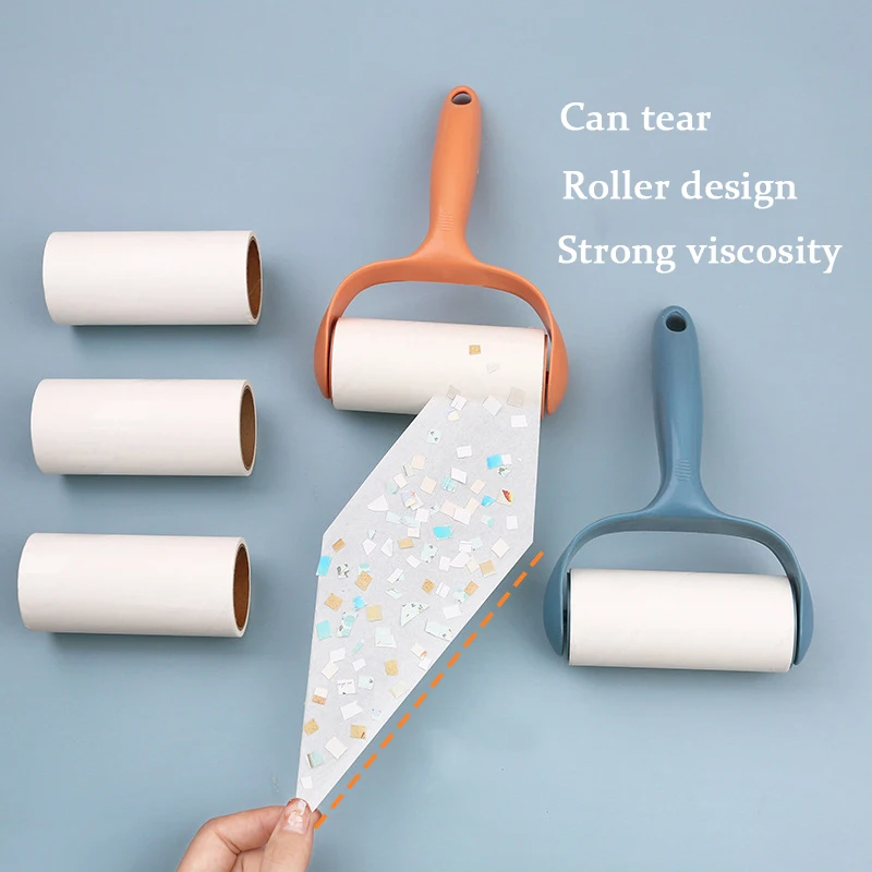 Tearable Roll Paper Sticky Roller Dust Wiper Pet Hair Clothes Carpet Tousle Remover  Replaceable Cleaning Brush  Accessories