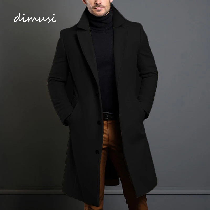 Trench da uomo autunno inverno di lusso maschile medio-lungo caldo giacche di lana Casual uomo d\'affari comodo soprabito abbigliamento