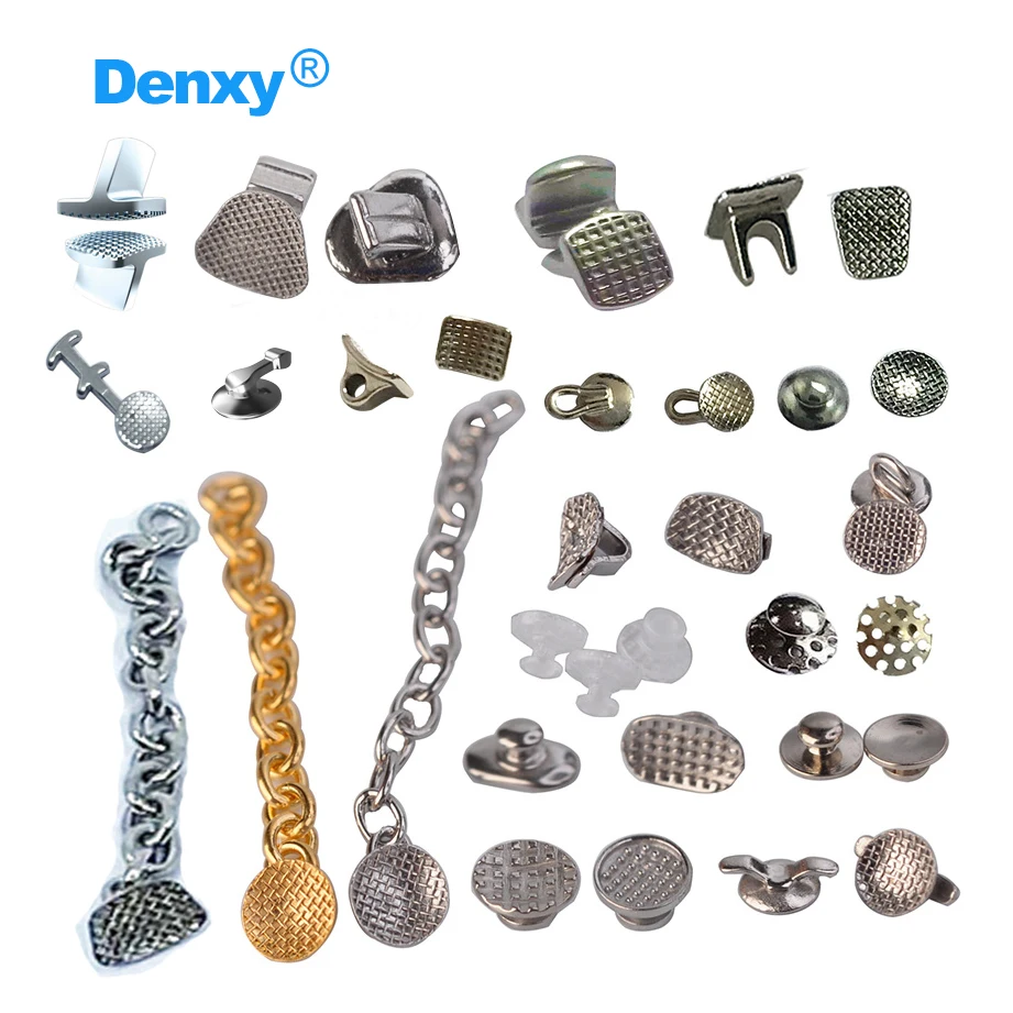 Denxy 50 Stück Dental-Lingual-Knöpfe aus Metallgitter mit glatter Basis, Öse, runder Cleat, rechteckiger MIM-Spezialknopf für kieferorthopädische Brackets – Detail 7