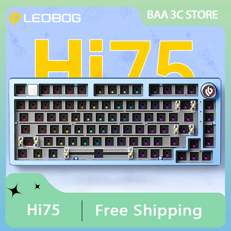 LEOBOG HI75 Wired Mechanical Keyboard Kit Aluminium Alloy Custom RGB Backlit Hot Swappable HIFI Sound Gaming Keyboard