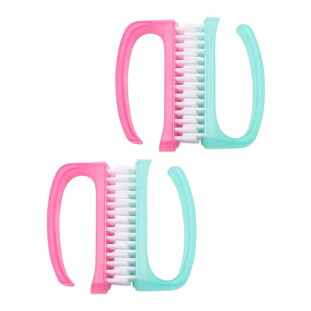 

4pcs Brush Plastic Fingernail Scrubber For Manicure Dust Cleaning Nail Art Tools Home Nail Care Handle Design Lightweight
