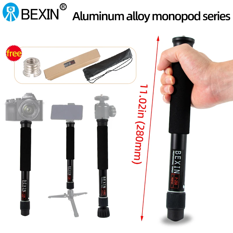 BEXIN P256 Professional การถ่ายภาพ Monopod สะดวกมือถือ Monopod อลูมิเนียม Telescopic Cane สำหรับกล้อง SLR