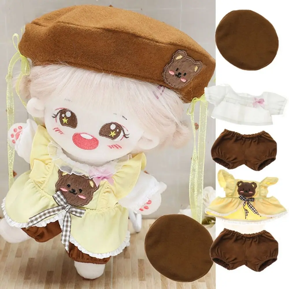 20cm Doll Clothes Pants Suits Doll Overall Dress Fashion Casual Wear For 1/12 Doll T-shirt Beret Hat DIY Doll Accessories