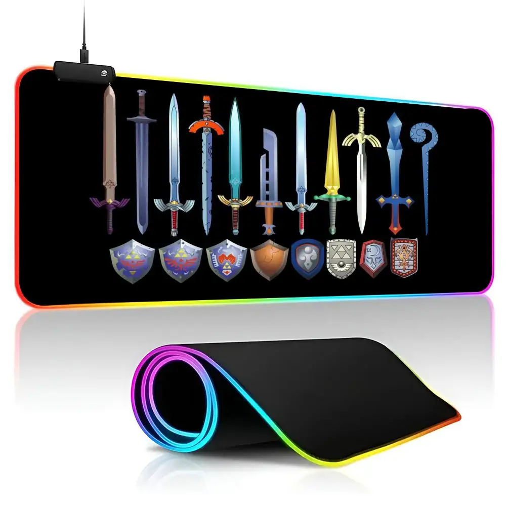 Z-Zeldas      Mouse Pad RGB Backlight AnimePc Game Accessories Desk Protector Backlit Mat Gaming Large
