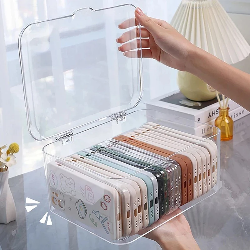 Acrylic Sundries Storage Basket Dustproof Face Mask Facial Mask Sorting Box Large Capacity Transparent Phone Case Organizer Box