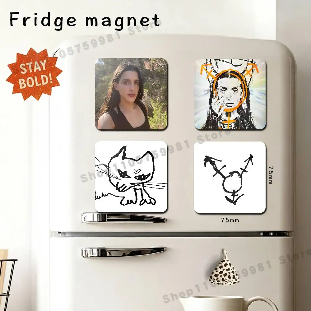 Arca Singer DJ AIRDOLL KiCk Refrigerator Magnetic Sticker Fridge Magnets Adhesive to Metal Surfaces Square Cartoon