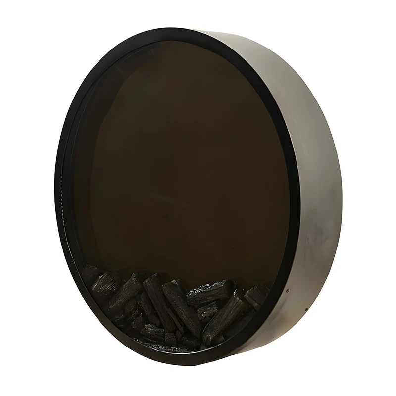 Steel Material Realistic Flame Effect Unique Design Insert Installation Circular Decorative Electric Fireplace